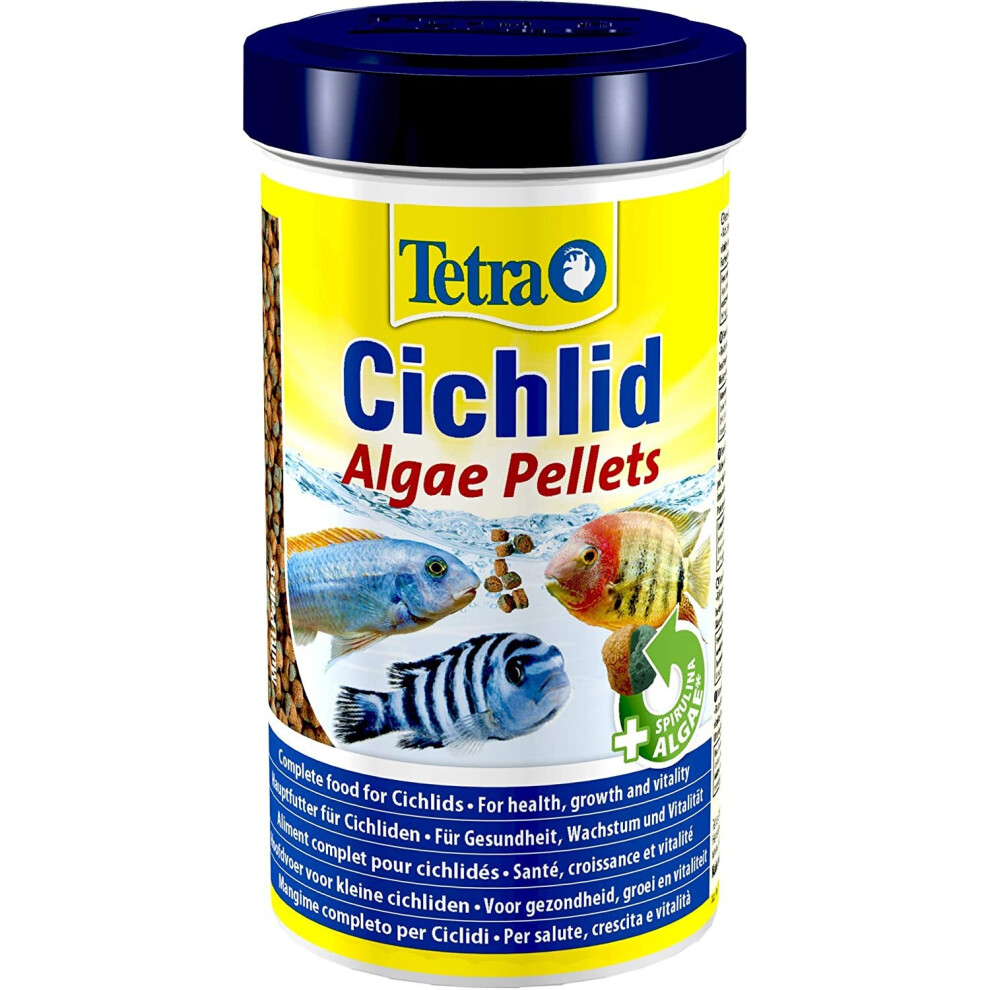 Tetra Cichlid Algae Pellets, Complete Fish Food for All Cichlids, 165 g