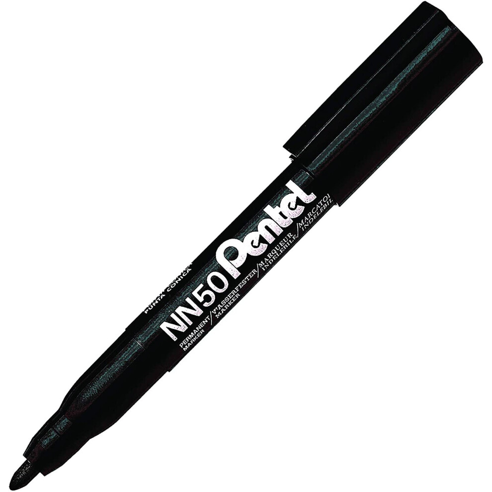 Pentel Permanent Marker Xylene/Toluene-free Bullet Tip 1.5mm Line Black Ref NN50-AO [Pack of 12]