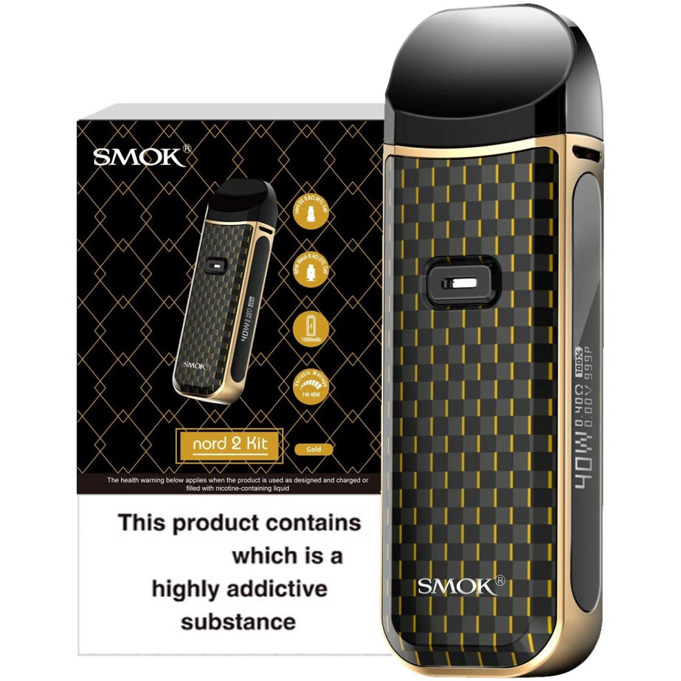 SMOK Nord 2 Vape POD E Cigarette vapper Kit 40W Gold No Nicotine