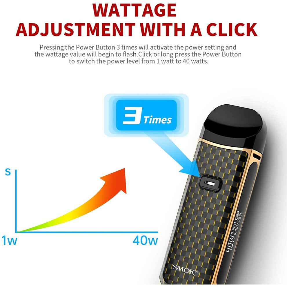 SMOK Nord 2 Vape POD E Cigarette vapper Kit 40W Gold No Nicotine