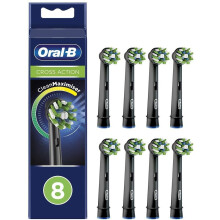 Oral-B CrossAction Replacement Toothbrush Head Black Edition with CleanMaximiser Technology, Pack of 8 Counts