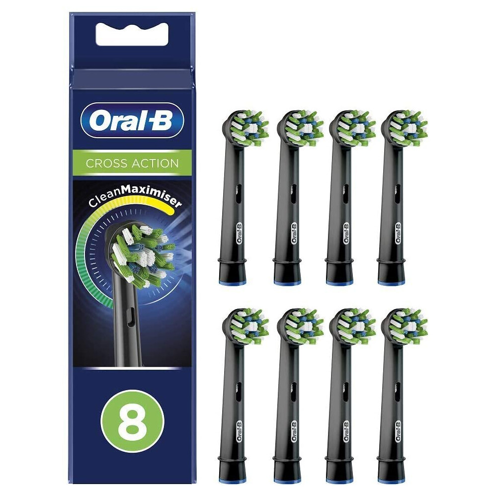 Oral-B Crossaction Replacement Toothbrush Head Edition With Cleanmaximiser Technology, Pack Of 8 Counts Black