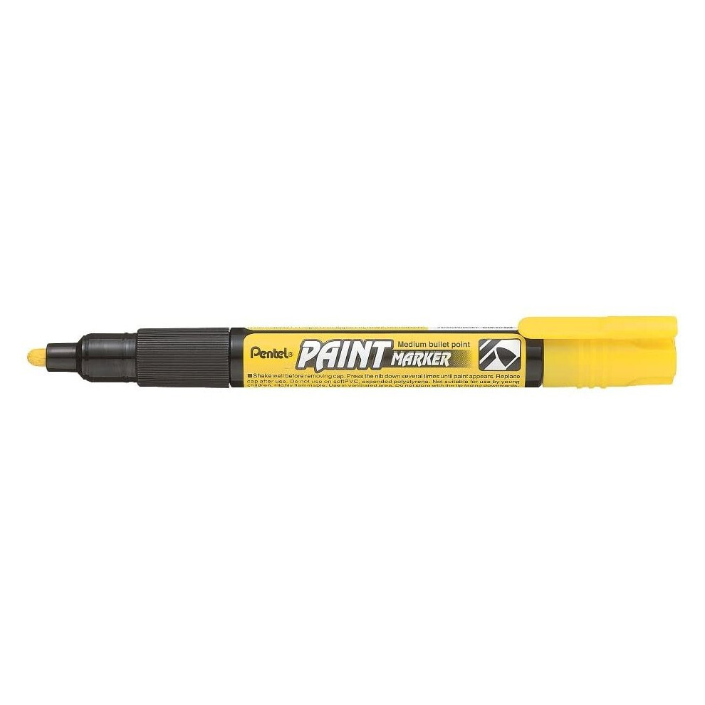 Pentel Permanent Paint Marker, 4.0mm bullet tip, Yellow ink, 1 Pack of 12 markers