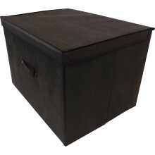 Neusu Heavy Duty Super Jumbo XXL Foldable Black Storage Box With Lid - 60cm x 45cm x 40cm (100 Litre Capacity) – Pack of One, Black