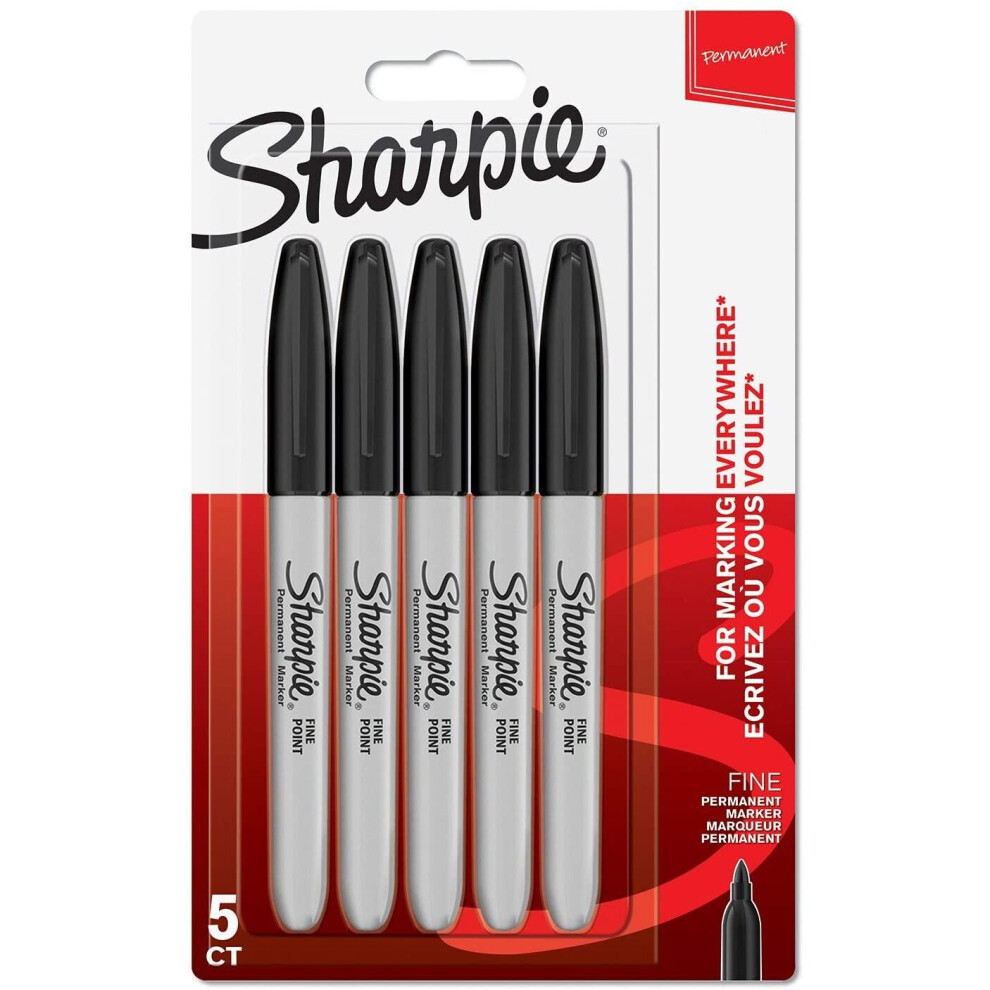 Sharpie Permanent Markers | Fine Point | Black | 5 Count