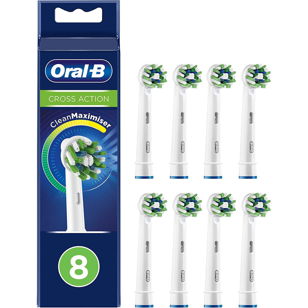 Braun Oral-B 4210201321538 CrossAction Toothbrush Heads with Cleanmaximiser Bristles for Holistic Mouth Cleaning, Pack of 8