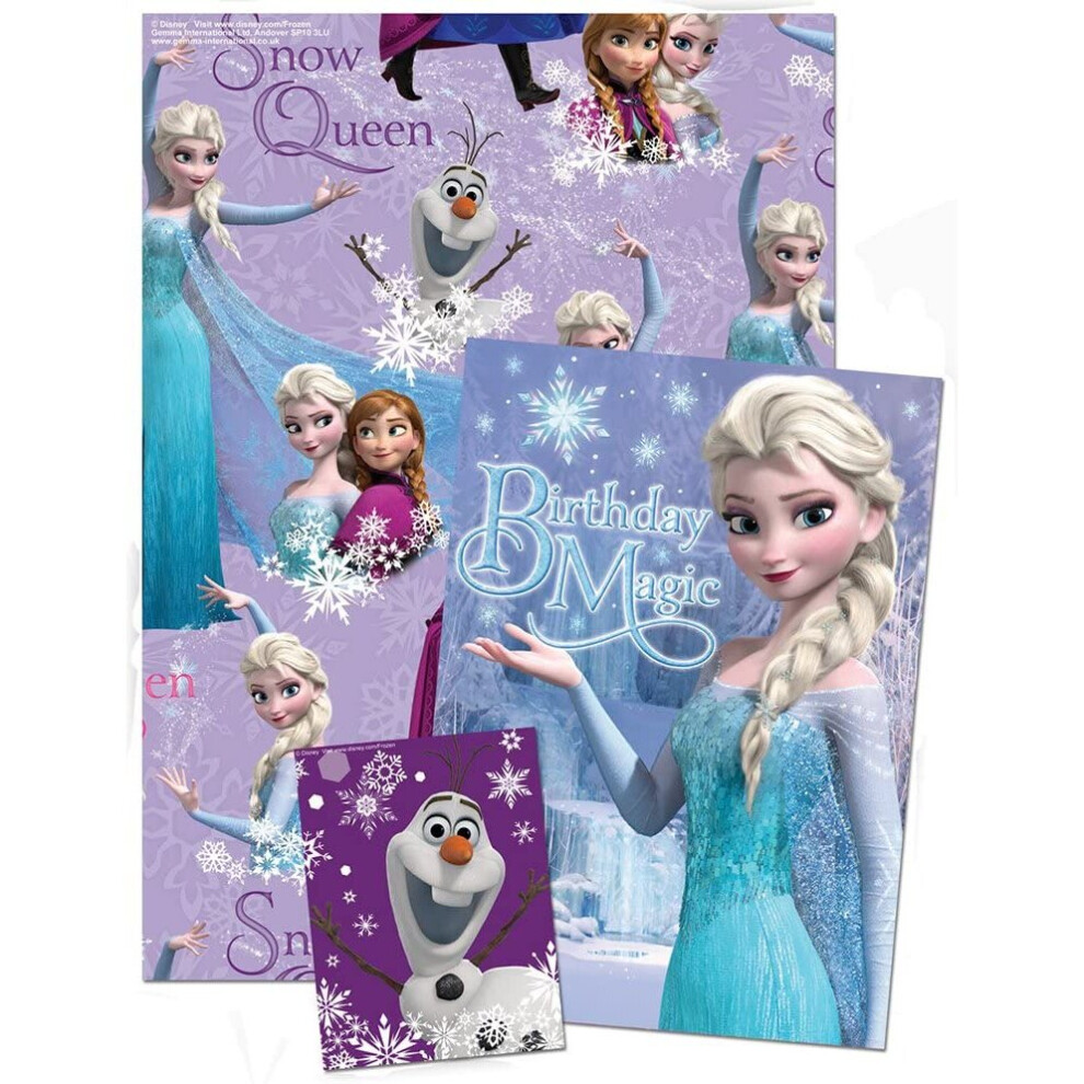 Disney Frozen Wrapping Paper with Birthday Card and Gift Tag