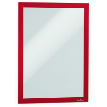 Durable DURAFRAME® Self-Adhesive Magnetic Frame, A4 Format in Red, Pack of 2 Frames, Document Frame for Professional Internal Signage