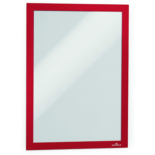 Durable DURAFRAME® Self-Adhesive Magnetic Frame, A4 Format in Red, Pack of 2 Frames, Document Frame for Professional Internal Signage