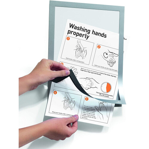 Durable DURAFRAME® Self-Adhesive Magnetic Frame, A4 Format in Red, Pack of 2 Frames, Document Frame for Professional Internal Signage 2