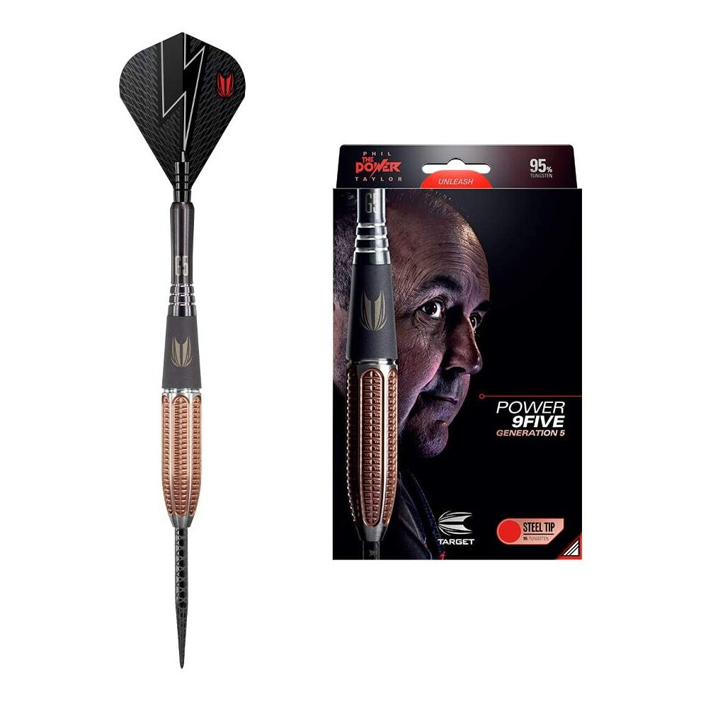 Target Darts Phil Taylor Power 9-Five Gen 5 26G 95% Tungsten Steel Tip Darts Set, Generation 5