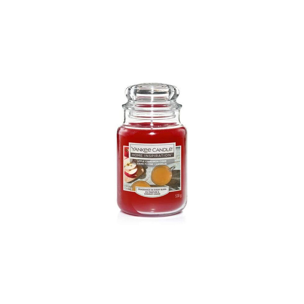 Yankee Candle Apple Cinnamon Cider - Large Jar - Autumn cosy scent of spicy blend of apple cider with cinnamon, cloves and wedges of orange and lemon