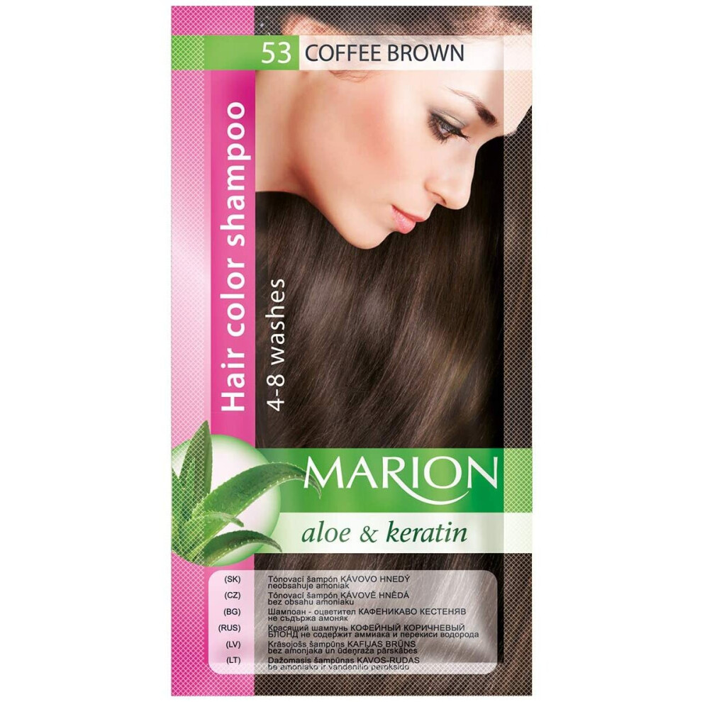 Marion Hair Color Shampoo in Sachet Lasting 4-8 Washes - 53 – Coffee Brown