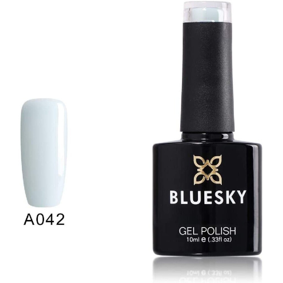Bluesky Gel Nail Polish, Blue Tint Cream A042, Pale, Snow,White Long Lasting, Chip Resistant, 10 ml (Requires Drying Under UV LED Lamp)