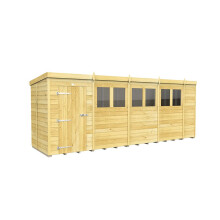 (5ft x 18ft Single Door With Windows) Pent Shed 5ft x 18ft Fast & Free 2-5 Days Nationwide Delivery