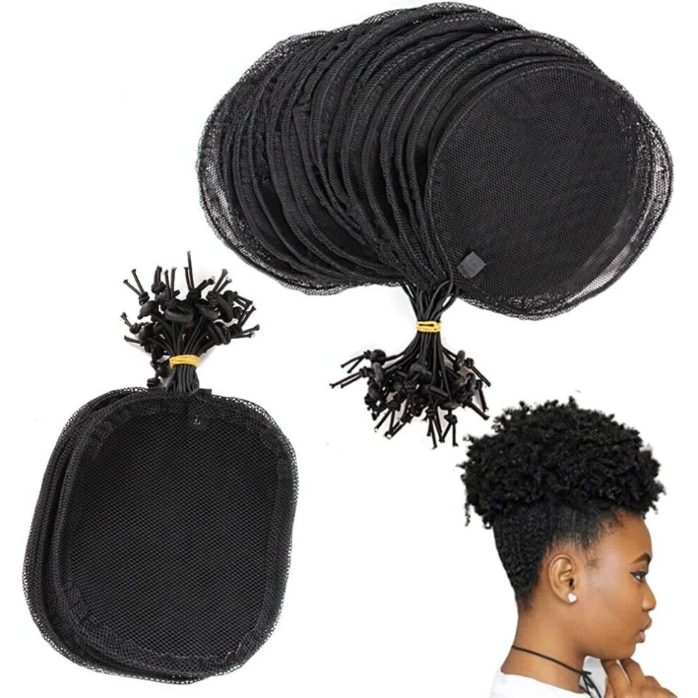 Lesafev Ponytail Net 5Pcs Hairnet Wig Cap For Making Ponytail Afro Puff Bun Net Weaving Cap Wig Making Tool Round Square Round-L