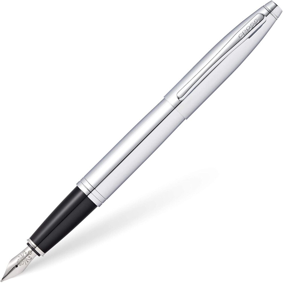 Cross Calais Polished Chrome Fountain Pen With Stainless Steel Medium Nib