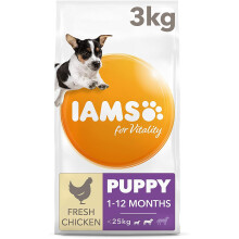 IAMS for Vitality Small/Medium Breed Puppy Dry Dog Food with Fresh Chicken, 3 kg