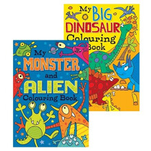 Squiggle - Boys A4 My Monster/Alien & Big Dinosaur Colouring Books - Set of 2