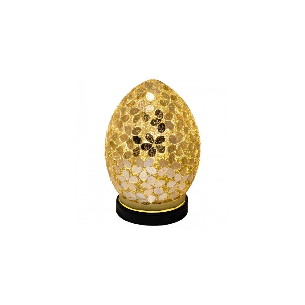Distressed Gold Mini Flower Tile Mosaic Egg Lamp