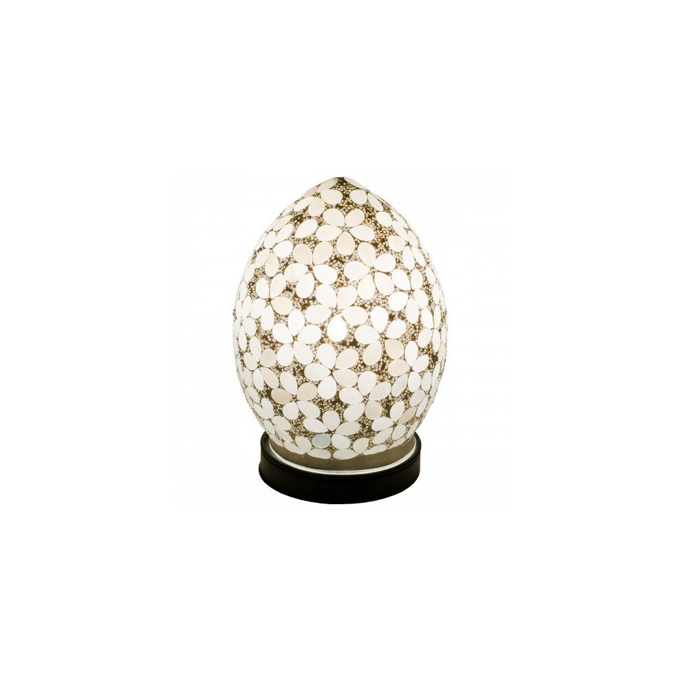 Mini Mosaic Glass Egg Lamp - Opaque White Flower