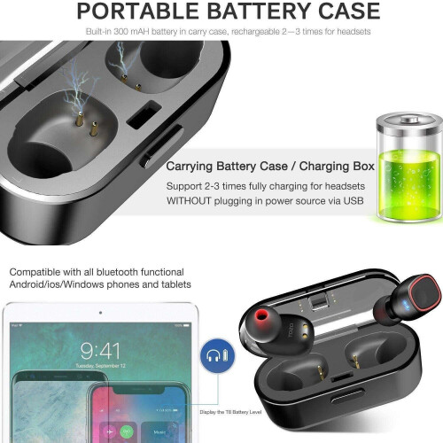 Wireless Stereo Headphones TWS Bluetooth In-Ear Earbuds with Case 1