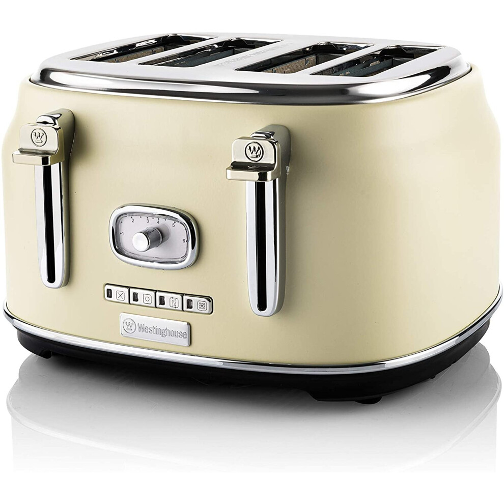 Westinghouse Retro 4-Slice Toaster - Six Adjustable Browning Levels - with Self Centering Function & Crumb Tray - Including...