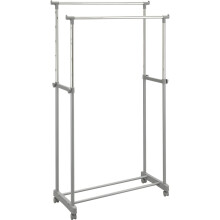 Home Double Adjustable Clothes Rail - Silver - Refurbished