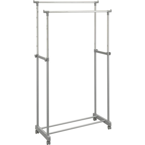 Refurbished Home Double Adjustable Clothes Rail - Silver