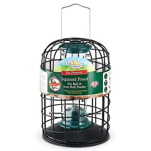 Walter Harrison's Wild Bird Feed Protector squirrel Proof Hanging Fat Ball and Suet Roll Feeder - 20 cm