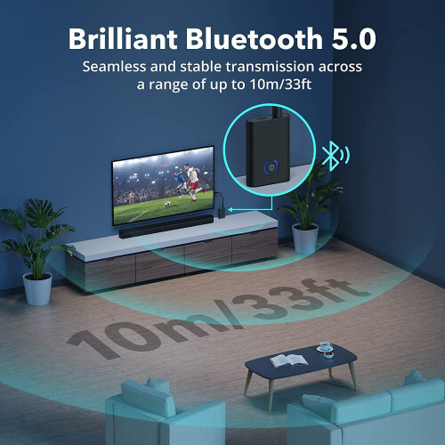 Bluetooth Adapter Audio 5.0, 2-in-1 Wireless Transmitter Receiver, Bluetooth Transmitter Adapter with 3.5 mm Audio Cable for... 2