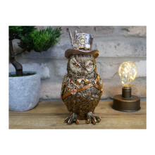Detailed Steampunk Style Gold Wise Owl Ornament | Resin