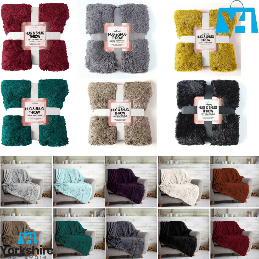 Long Pile Fleece Fluffy Teddy Faux Fur Soft & Cuddly Blankets Camping Throws