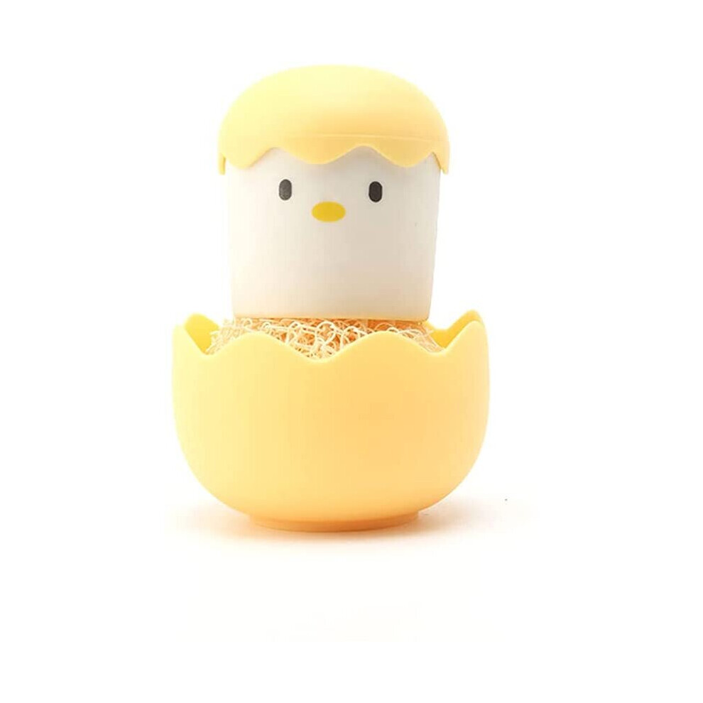 Washing Up Brush, Cartoon Chick Multifunctional Dish Washing Up Brush Kitchen Brush for Pot, Pan, Sink Cleaning (Yellow)