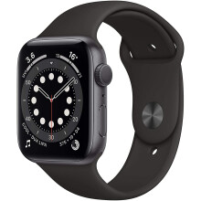 Apple Watch Series 6 44mm (GPS) - Space Grey Aluminium Case with Black Sport Band (Renewed)