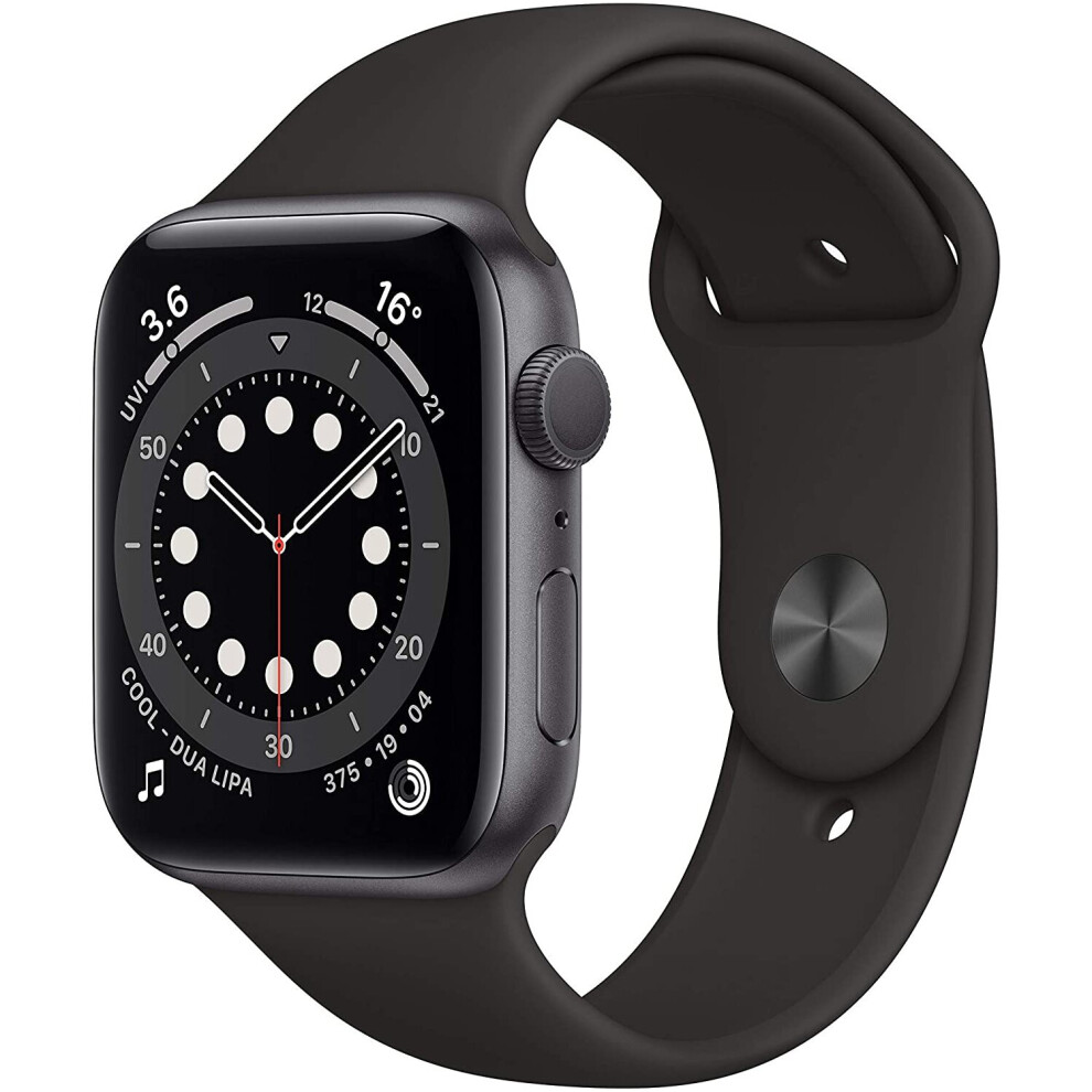 Apple Watch Series 6 44Mm (Gps) - Space Grey Aluminium Case With Black Sport Band (Renewed)