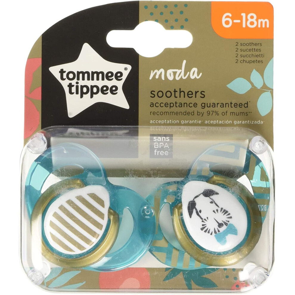 Tommee Tippee 2 Fashion Pacifiers 6-18 Months Boy - 2 Count