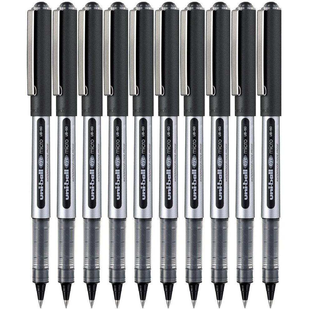 Uni-ball Eye Micro Ub-150 Gel Ink Pen - 0.5 Mm - 10 Pcs - Uni Mitsubishi Pencil (Black)