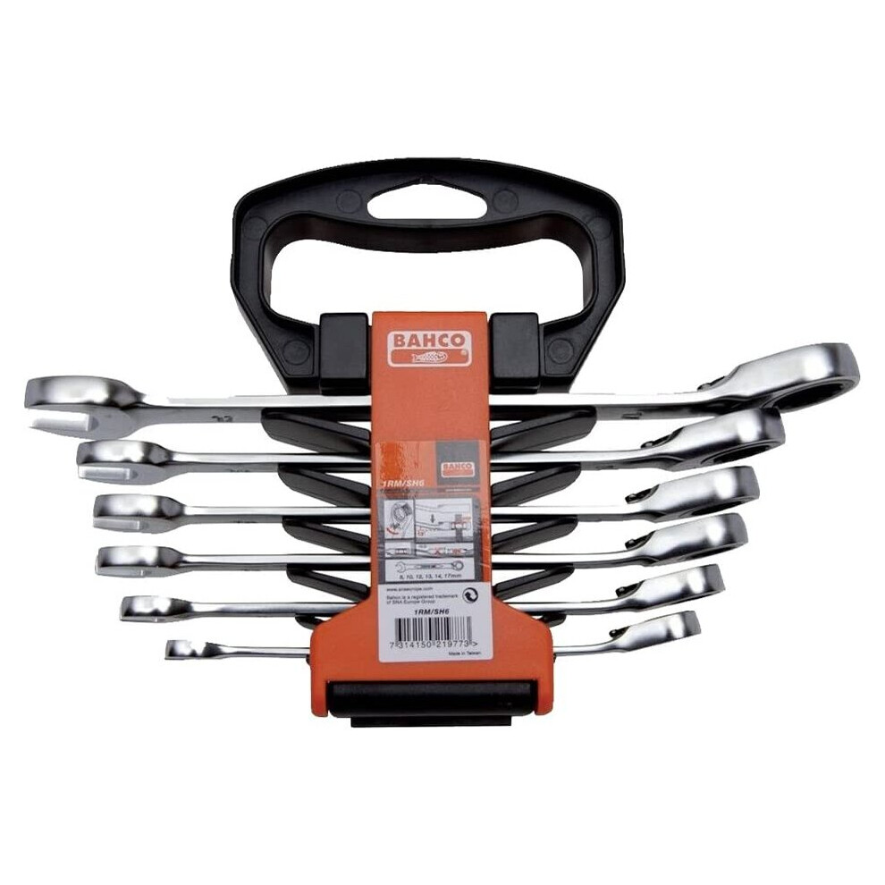 Bahco 1RM/SH6 8-17 mm Ratchet Combination Spanner Set - Multi-Colour-image-OPC-P8YV7QB-NEW