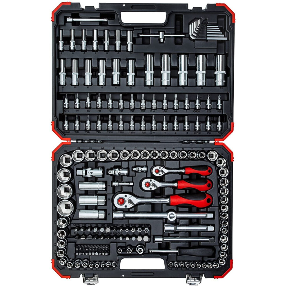 Gedore R45603172 Socket Set 1/4 3/8 1/2 Drive 172 Piece, Black/Red, 5/16 Zoll