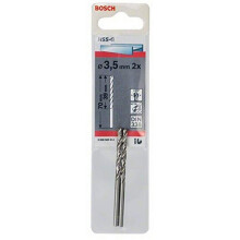 Bosch 2608585914 Din338 HSS-G Metal Drill Bit, 3.5mm x 39mm x 70mm, Silver, Pack of 2