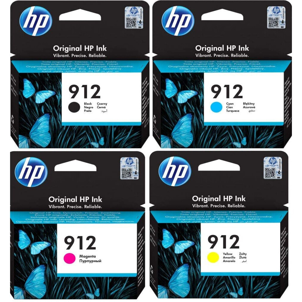 HP 912 Set of 4 Original Ink Cartridges for HP OfficeJet Pro 8010, 8012, 8014, 8015, 8020, 8022, 8023, 8024, 8025