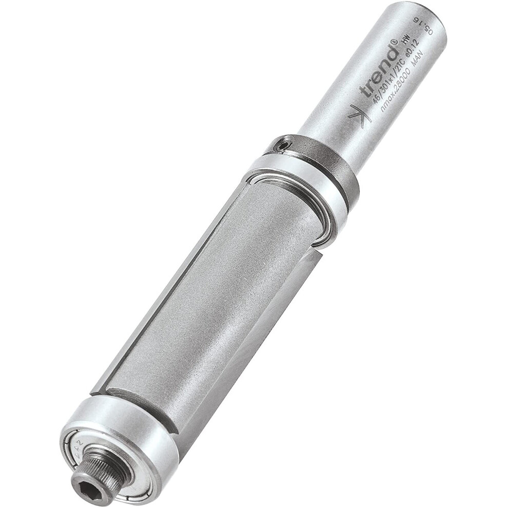 Trend 46/301X1/2TC Professional 1/2" Shank Bearing Guided Trimming Router Cutter Bit Diameter 19.1mm Cutting Length 51mm Tungsten Carbide Tipped,