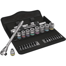Wera 05004051001 8100 SB 11 Zyklop Metal Ratchet Set with switch lever, 3/8" drive, imperial, 29 pieces