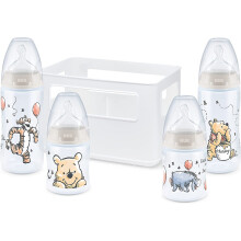 NUK Disney Winnie The Pooh First Choice + Baby Bottle Starter Set 4 Anti-Colic Baby Bottles (2 x 150 ml & 2 x 300 ml) Temperature Control Display