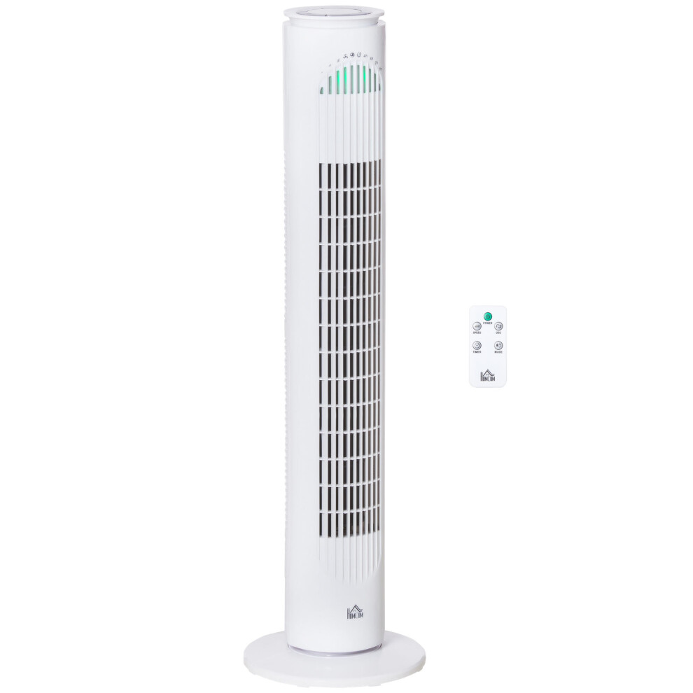 HOMCOM 30" LED Tower Fan with 70 Oscillation Remote Controller White