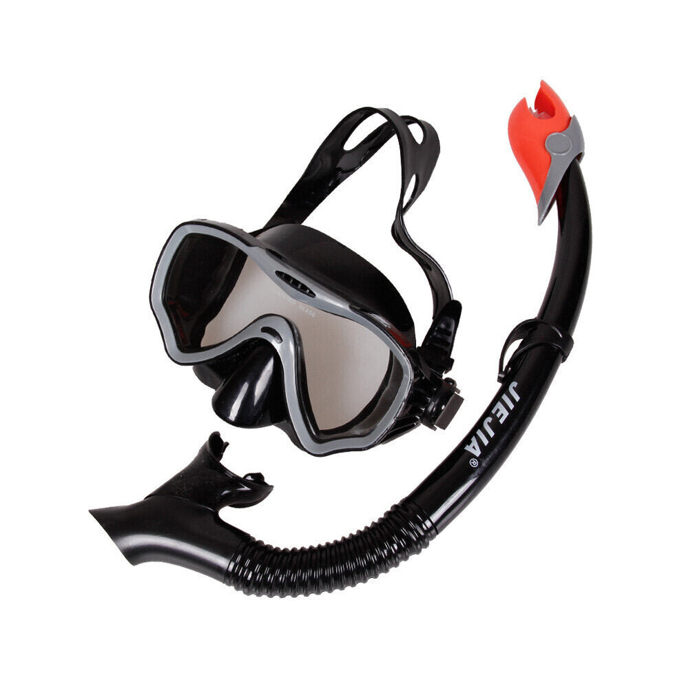 (Black) Scuba Diving Mask Underwater Anti Fog Full Face Swimming Goggles with Snorkeling Breathing Tube