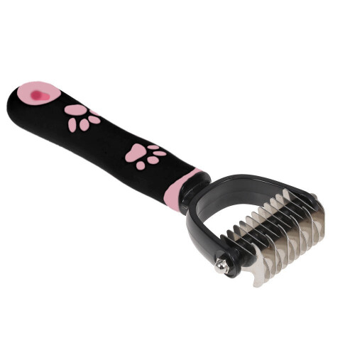 (Blue) Pet Grooming Tool - Double Side Dematting Comb Remove Undercoat Mats Tangles Shedding Brushes 2