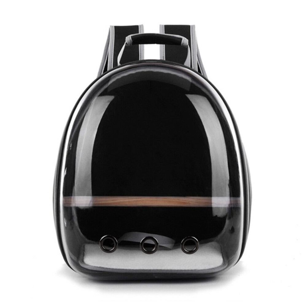(Black) Pet Cat Parrot Bird Carrier Travel Breathable Transparent Space Capsule Backpack