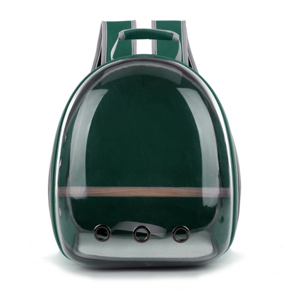 (Green) Pet Cat Parrot Bird Carrier Travel Breathable Transparent Space Capsule Backpack